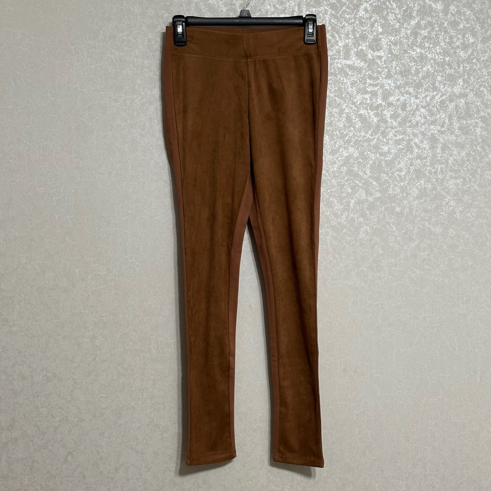 Mud Pie NWT Copper Brown Suede Leggings Pull On Pants Stretchy Elastic Waist XS‎